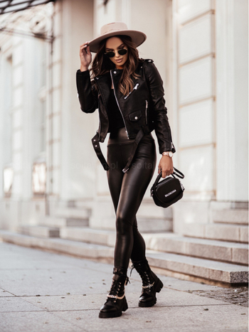 PU bőr női leggings - magas derék, szoros szabás, nadrághossz, casual stílus, vasalásmentes kezelés