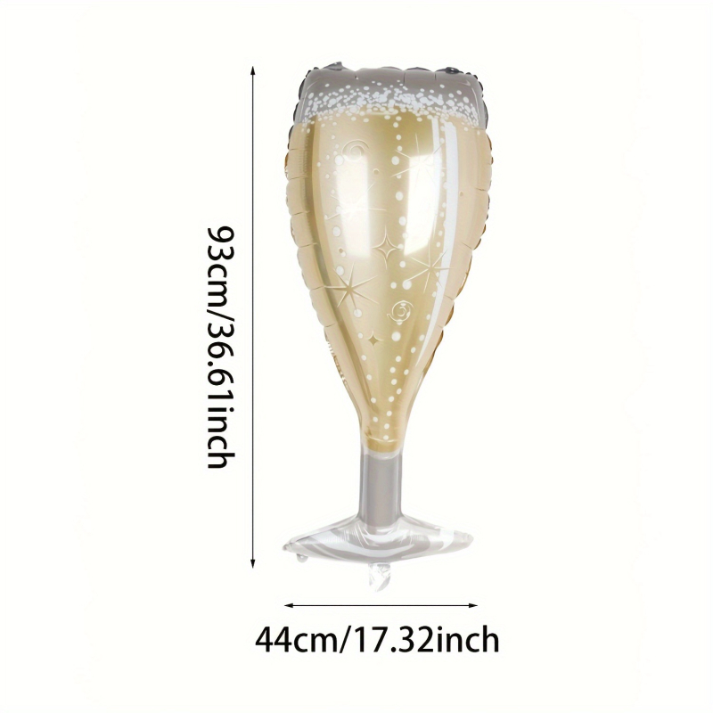 Set od 4 balona za šampanjac, oblik čaše za vino, aluminijski folijski baloni s uzorkom pjene za rođendansku dekoraciju