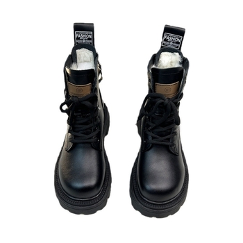 Ghete de iarnă pentru femei, amestec piele-blană, căptușite cu blană, înalte, talpă groasă din cauciuc, stil Martin