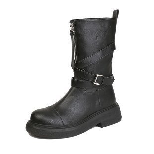 Női Martin csizmák elől cipzárral, alacsony szár, középmagas sarok 3–5 cm, PU felső rész, gumírozott talp