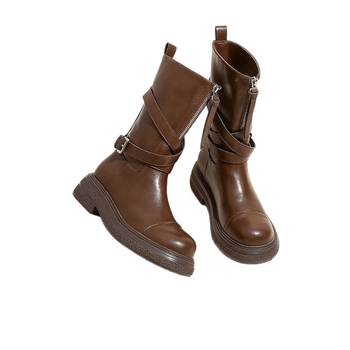 Női Martin csizmák elől cipzárral, alacsony szár, középmagas sarok 3–5 cm, PU felső rész, gumírozott talp
