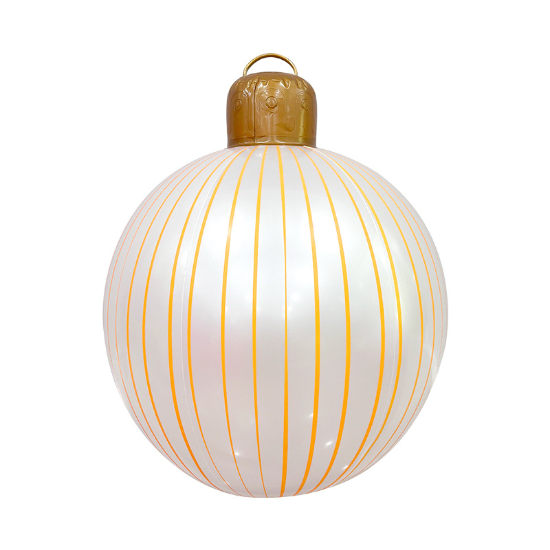 Nafukovacia vianočná guľa s pruhmi a perlovo svetelnou páskou - PVC, sieťotlač (silk screen), lux dekor