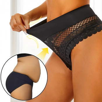 Dámske čipkové tangá so stredným pásom, nylonová látka, pozdvihnutie zadočka, kontrola brucha, priedušné
