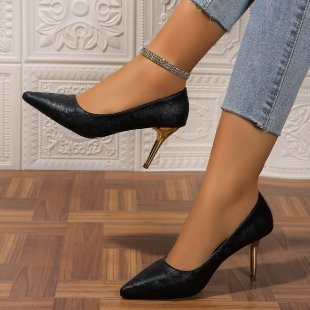 Dámske stilettové topánky na podpätku, ostro špičaté, kvetinový vzor, vrchnok z umelej PU, podrážka z gumy