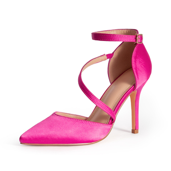 Sandale de nuntă pentru femei, vârf ascuțit, partea superioară PU, talpă din cauciuc, înălțime toc 3–6 cm, toc subțire, închidere cu cataramă