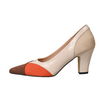 Pantofi dama cu toc înalt, vârf ascuțit, toc pătrat de 6-8 cm, partea superioară PU, talpă din cauciuc natural