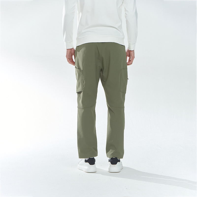 Newkisen pánske zimné vetruodolné soft-shell nohavice na behanie, voľný strih, stredná výška pásu, 10% elastan