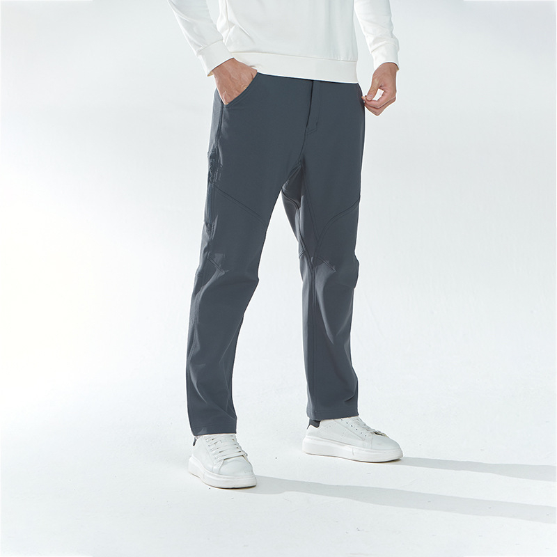 Newkisen pánske zimné vetruodolné soft-shell nohavice na behanie, voľný strih, stredná výška pásu, 10% elastan