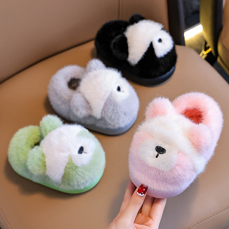 Unisex laste siseruumide papud Cartoon mustriga – pealne flis, tald PVC, lihtne jalga panna, keskmise paksusega, 4–12 aastat