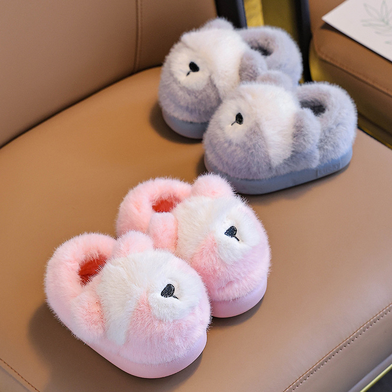 Unisex laste siseruumide papud Cartoon mustriga – pealne flis, tald PVC, lihtne jalga panna, keskmise paksusega, 4–12 aastat