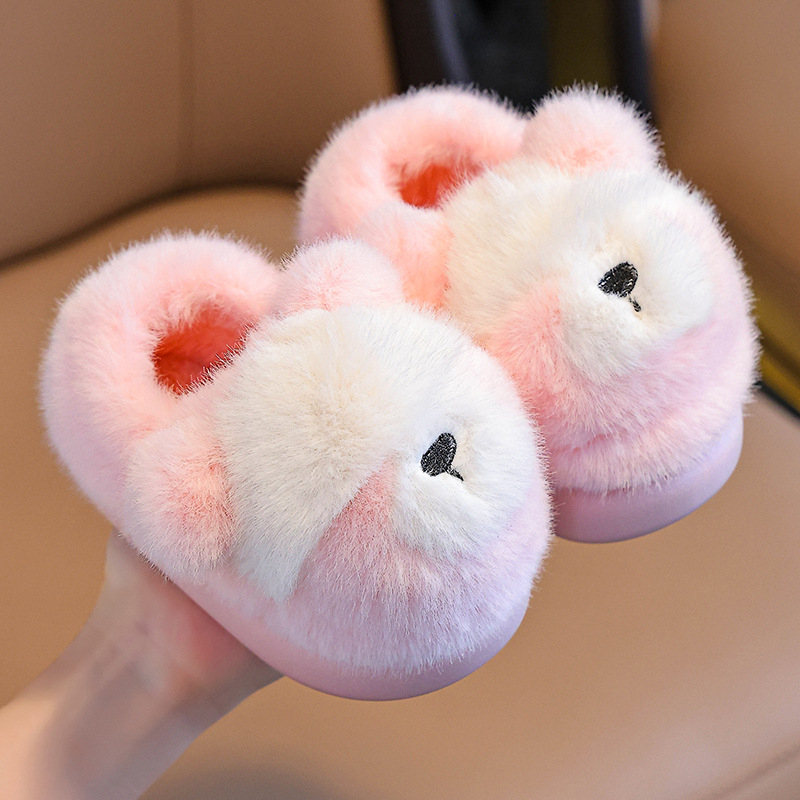 Unisex laste siseruumide papud Cartoon mustriga – pealne flis, tald PVC, lihtne jalga panna, keskmise paksusega, 4–12 aastat