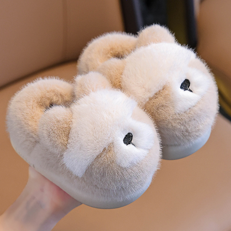 Unisex laste siseruumide papud Cartoon mustriga – pealne flis, tald PVC, lihtne jalga panna, keskmise paksusega, 4–12 aastat