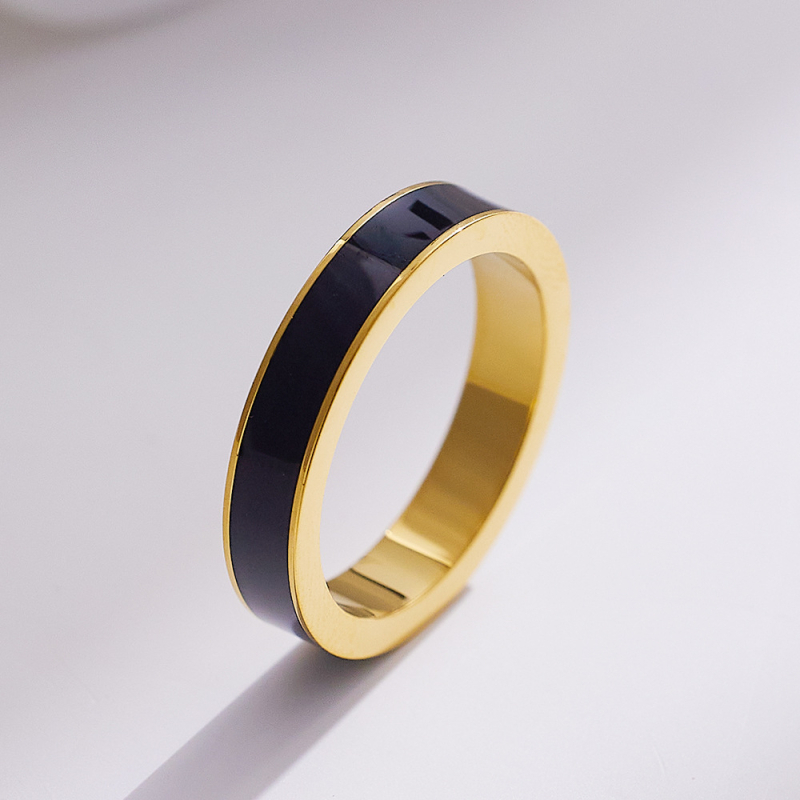 Prsteň z titánovej ocele, geometrický dizajn, epoxidový email s kvapkami, pre ženy
