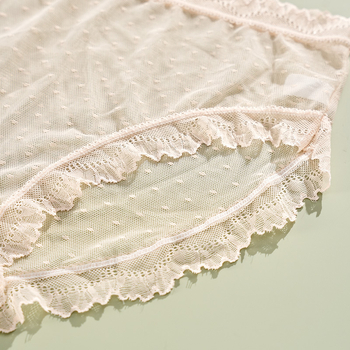 Slip din dantelă pentru femei – respirant, talie medie, din nailon cu căptușeală din bumbac