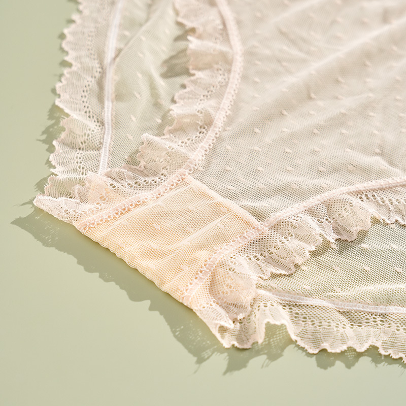 Slip din dantelă pentru femei – respirant, talie medie, din nailon cu căptușeală din bumbac