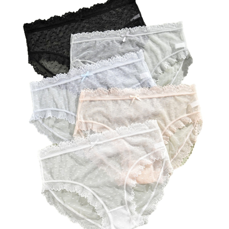 Slip din dantelă pentru femei – respirant, talie medie, din nailon cu căptușeală din bumbac