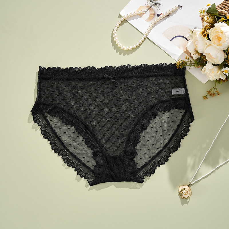 Slip din dantelă pentru femei – respirant, talie medie, din nailon cu căptușeală din bumbac