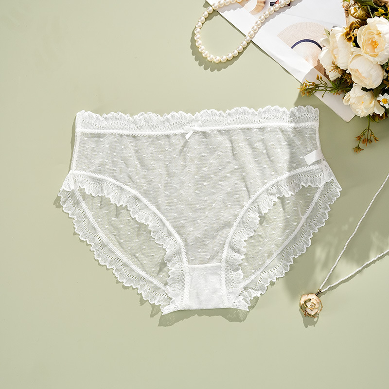 Slip din dantelă pentru femei – respirant, talie medie, din nailon cu căptușeală din bumbac