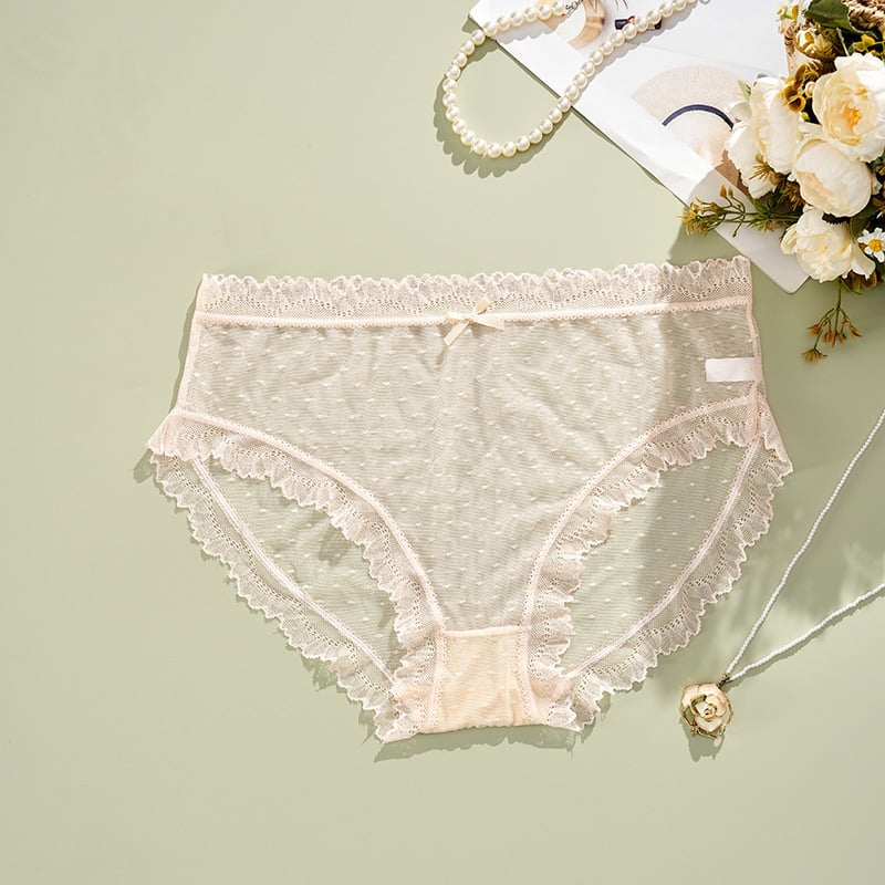Slip din dantelă pentru femei – respirant, talie medie, din nailon cu căptușeală din bumbac