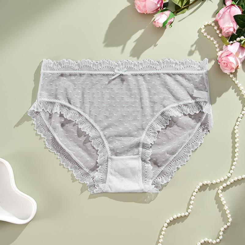 Slip din dantelă pentru femei – respirant, talie medie, din nailon cu căptușeală din bumbac