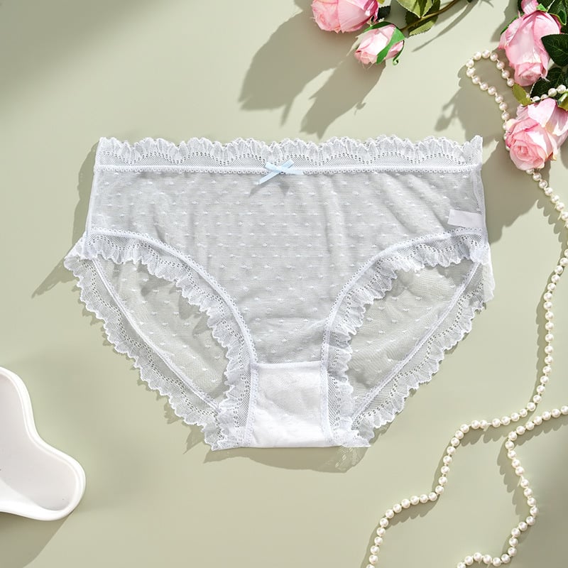Slip din dantelă pentru femei – respirant, talie medie, din nailon cu căptușeală din bumbac