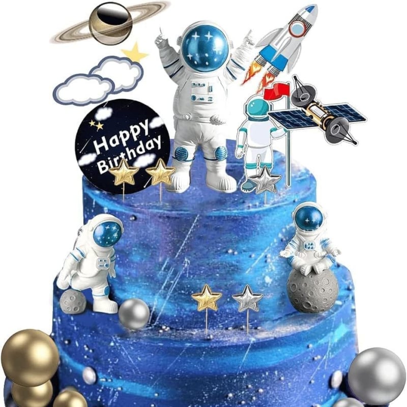 22-dielny set dekorácií na cupcakes s astronautmi – papier, kartónové balenie