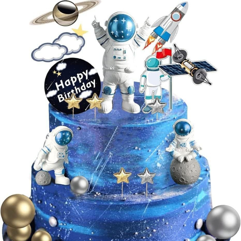 22-dielny set dekorácií na cupcakes s astronautmi – papier, kartónové balenie