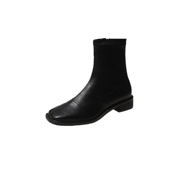 Női Martin csizmák, koreai stílus, négyzetes orr, oldalsó cipzár, alacsony vastag sarok (1–3 cm)