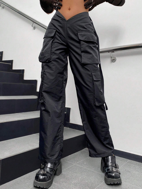 P016 Labave radne hlače, poliester 95%+, proljeće 2024, za žene, casual hlače, street hipster stil