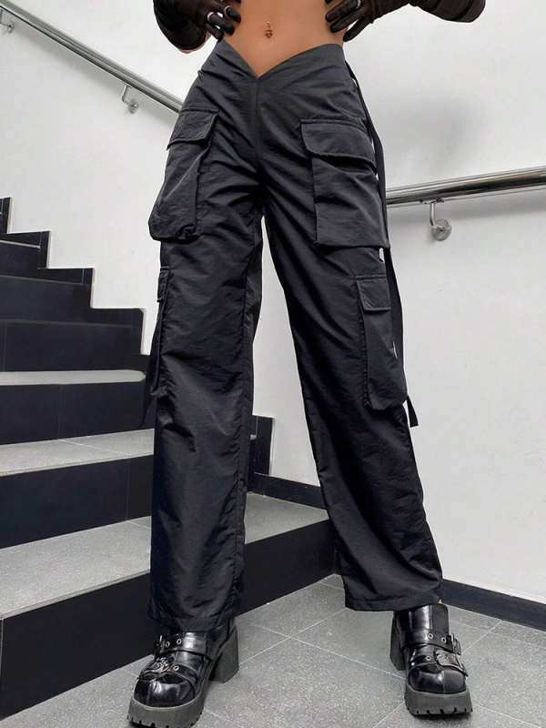 P016 Labave radne hlače, poliester 95%+, proljeće 2024, za žene, casual hlače, street hipster stil