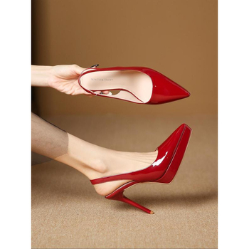 Сандали на висок ток с разделен пръст, TPU горна част, TPU подметка, люлееща се подметка, височина на тока над 8 см