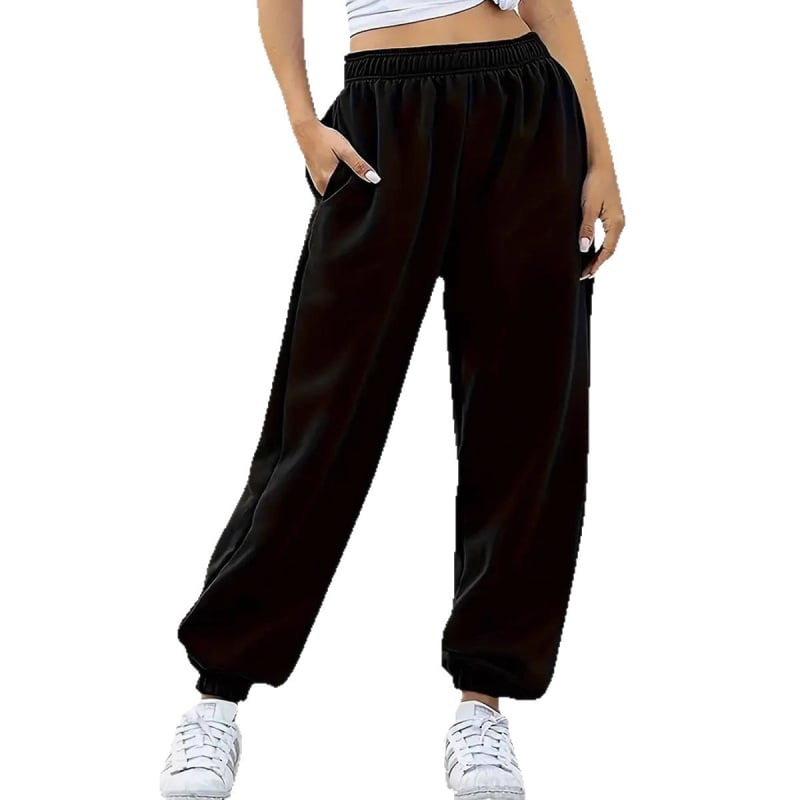 Damske casual hlače s manžetama, visokim strukom, debeli fleece, poliester 90–95% (europsko-americki street style)