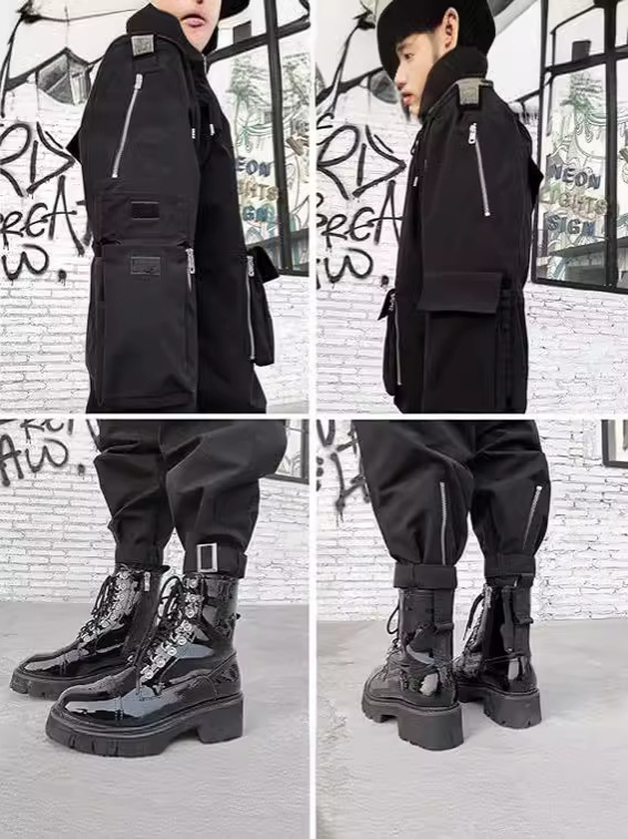 Dámske nohavice na jar 2024, voľný strih, polyester, stredná výška pása, s zipsom na koncoch nohavíc, street hipster štýl