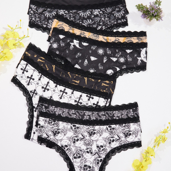 Dámske čipkové nohavičky – látka milk silk, 90–95% polyester, rozkroková podšívka zo spandexu, priedušné, Plus veľkosť