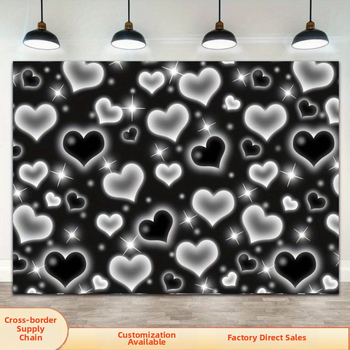 Valentínsky deň tematický horizontálny banner na pozadie pre fotenie so srdcom, polyesterová látka, plochá tlač, bez stožára, balené v OPP vrecku