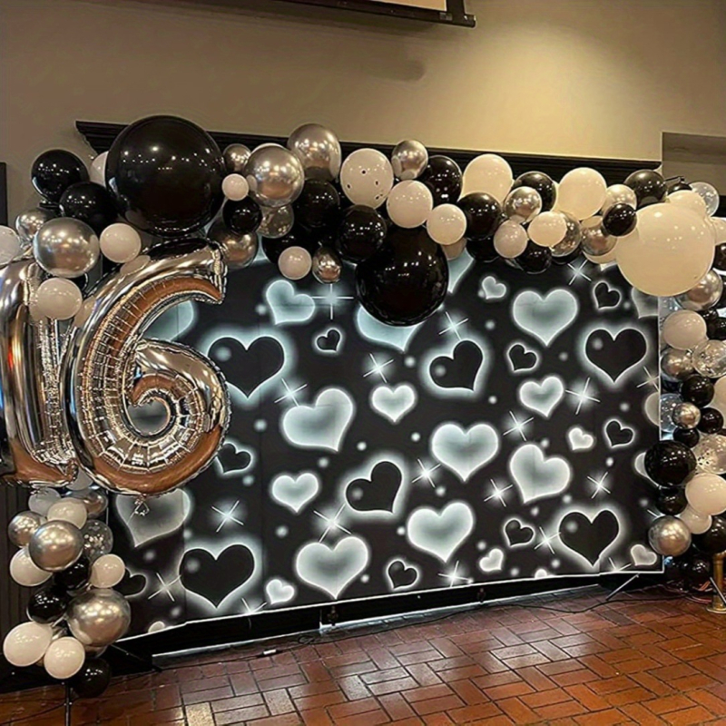 Valentínsky deň tematický horizontálny banner na pozadie pre fotenie so srdcom, polyesterová látka, plochá tlač, bez stožára, balené v OPP vrecku