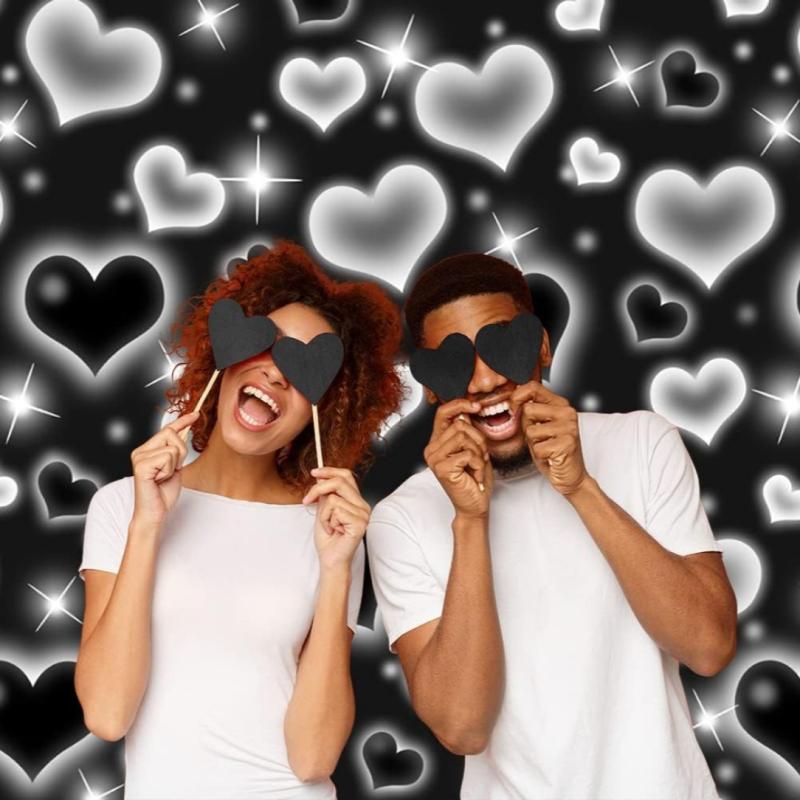 Valentínsky deň tematický horizontálny banner na pozadie pre fotenie so srdcom, polyesterová látka, plochá tlač, bez stožára, balené v OPP vrecku