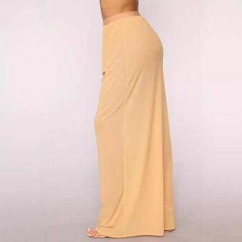 Pantaloni largi de femei din plasă (Korea net), talie înaltă, poliester 70–80% și spandex