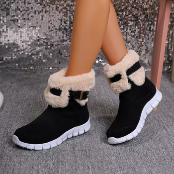 Cizme de zăpadă – Velur partea superioară, înălțime înaltă, talpă groasă de cauciuc, căptușeală din blană artificială