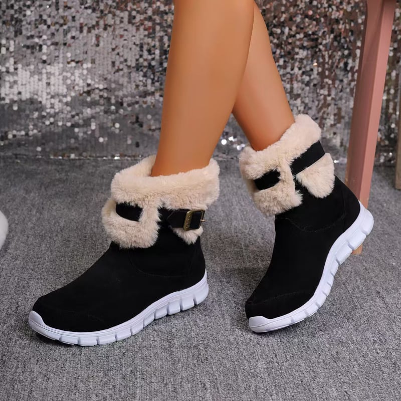 Cizme de zăpadă – Velur partea superioară, înălțime înaltă, talpă groasă de cauciuc, căptușeală din blană artificială