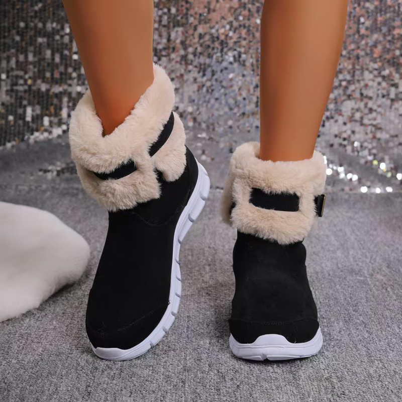 Cizme de zăpadă – Velur partea superioară, înălțime înaltă, talpă groasă de cauciuc, căptușeală din blană artificială