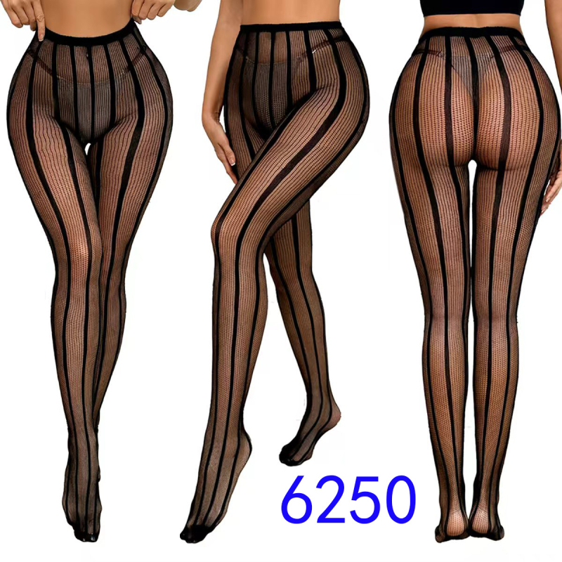 Seksualios tinklinės kojinės iš nailono su jacquard modeliu, plonos, atsparios plyšimui, su pėdos dalimi
