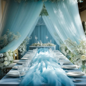 Svadobné dekorácie z šifónu s sieťovou štruktúrou, polyesterové vlákno, štýl kórejský, vhodné pre DIY