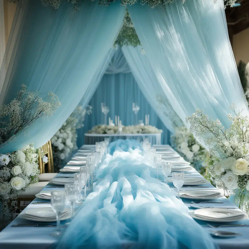 Svadobné dekorácie z šifónu s sieťovou štruktúrou, polyesterové vlákno, štýl kórejský, vhodné pre DIY