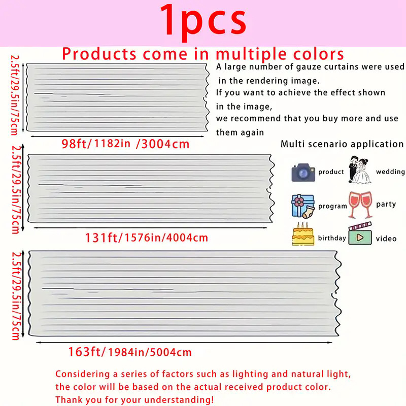 Svadobné dekorácie z šifónu s sieťovou štruktúrou, polyesterové vlákno, štýl kórejský, vhodné pre DIY