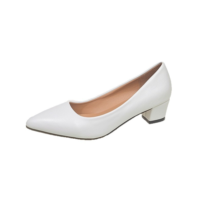 Pantofi Mary Jane pentru femei cu toc mediu – vârf ascuțit, PU, toc gros 3–6 cm, slip-on