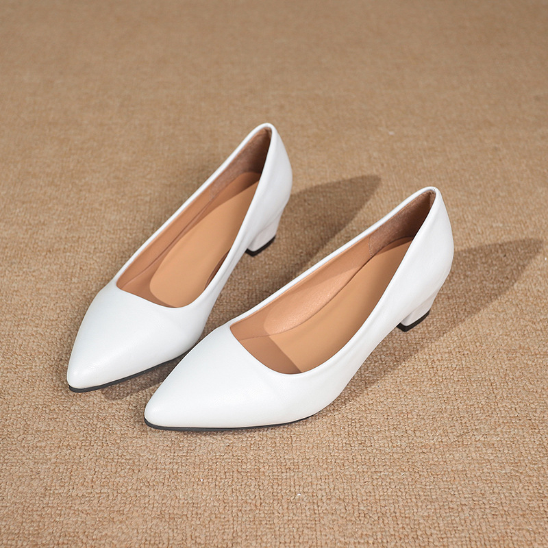 Pantofi Mary Jane pentru femei cu toc mediu – vârf ascuțit, PU, toc gros 3–6 cm, slip-on