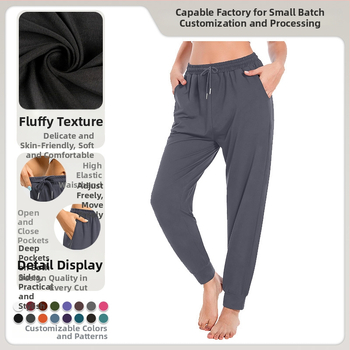 Dámske cropped nohavice casual, s vysokým pásom a voľným strihom, z látky Milk Silk (90–95% polyester, <30% elastan), brúsený povrch, elastický pás.