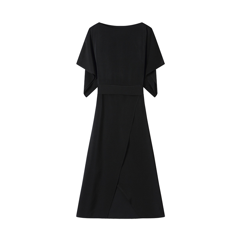 Šifoninė suknelė, A linijos siluetas, prancūziškas stilius, aukšta juosta, trumpomis rankovėmis