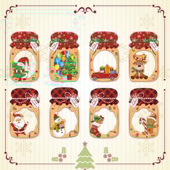 DIY vianočná kartička v mason pohári pre deti — Ručne vyrobená, Ziplock balenie, Materiál: Papier, Kód produktu Year-202507010, Téma: Vianoce